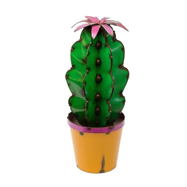 Rustic Arrow Cactus with Flower Metal Accent Orange Base 100990 | Zoro